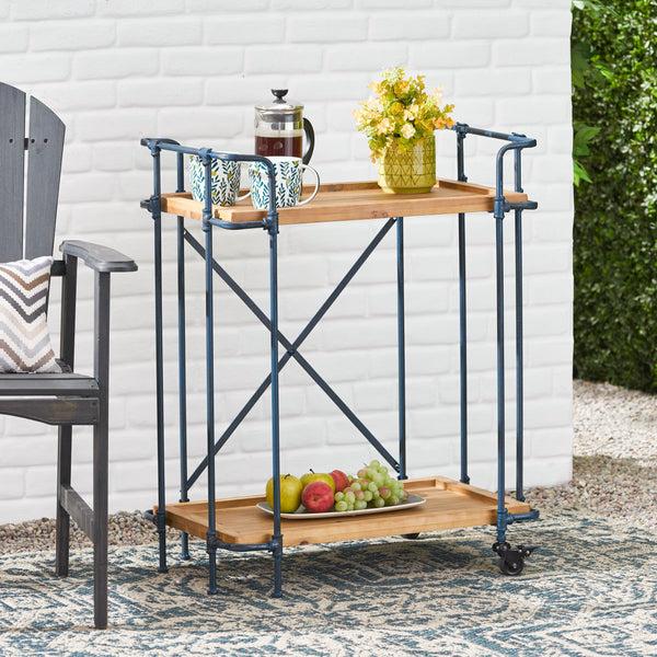 Gdf Studio Samara Outdoors Natural Wood Finish Fir Wood And Iron Bar Cart