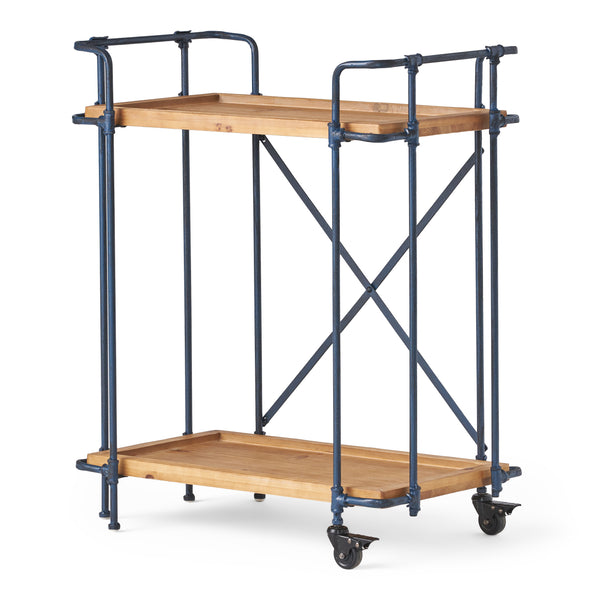 gdf studio Samara Outdoors Natural Wood Finish Fir Wood and Iron Bar Cart