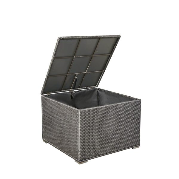 gdf studio Sampa Outdoor Wicker Storage Ottoman Gray