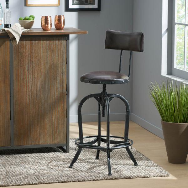 Gdf Studio Samthorn Metal Industrial Adjustable Barstool With Backrest
