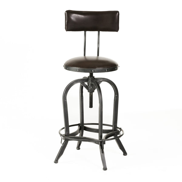 gdf studio Samthorn Metal Industrial Adjustable Barstool With Backrest