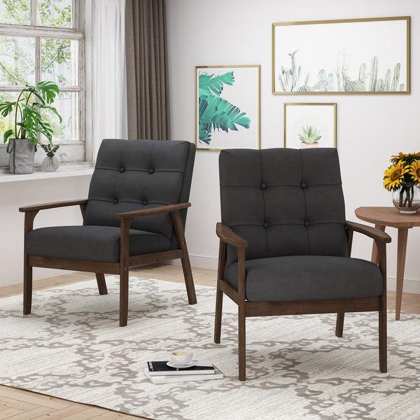 Gdf Studio Samulle Mid Century Modern Waffle Stitch Tufted Armchair