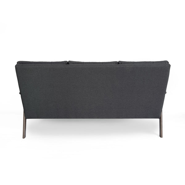 Gdf Studio Samulle Mid Century Waffle Stitch Tufted Accent Sofa With Rubberwood Legs - Black And Walnut Finish