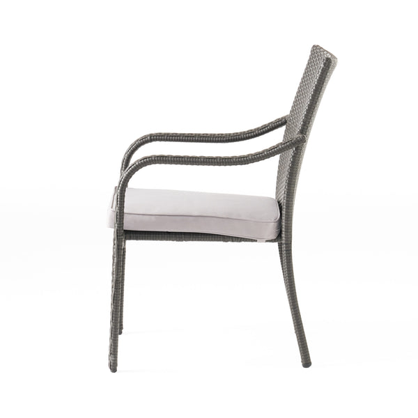 Gdf Studio San Miguel Grey Wicker Stackable Patio Armchairs (Set Of 4)