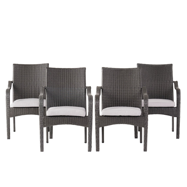 gdf studio San Miguel Grey Wicker Stackable Patio Armchairs (Set of 4)