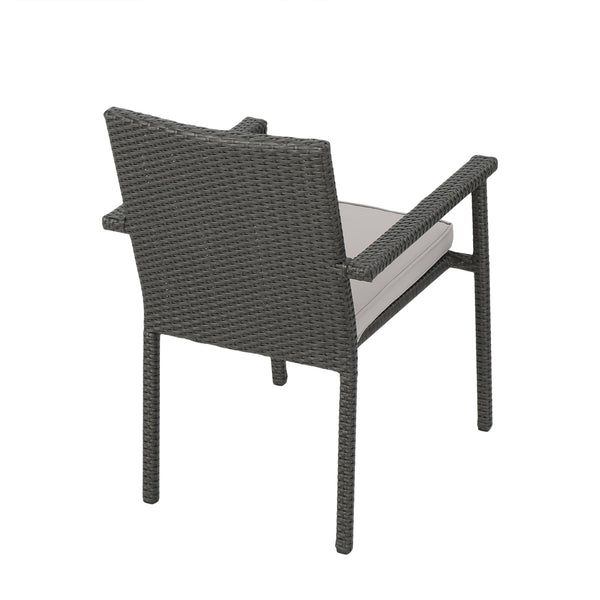 Gdf Studio San Simeon Outdoor 7 Piece Wicker Dining Set With Water Resistant Cushions