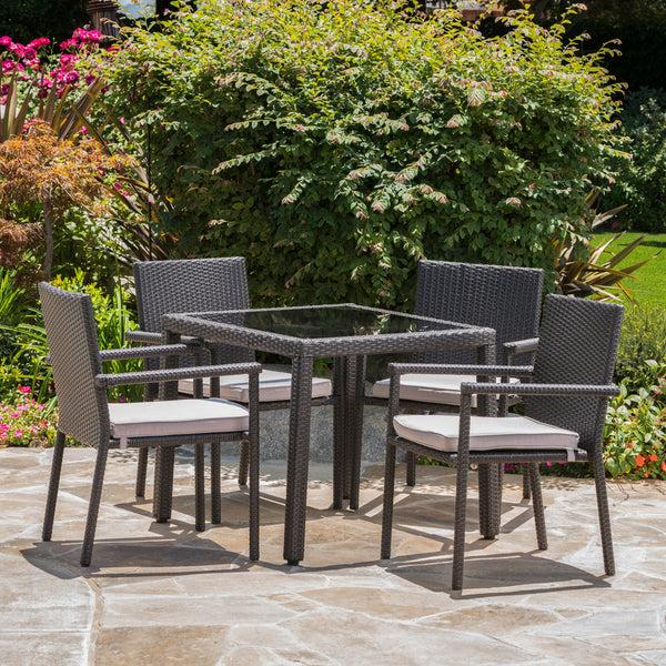 Gdf Studio San Tropez Outdoor 5 Piece Dining Set With Water Resistant Cushions