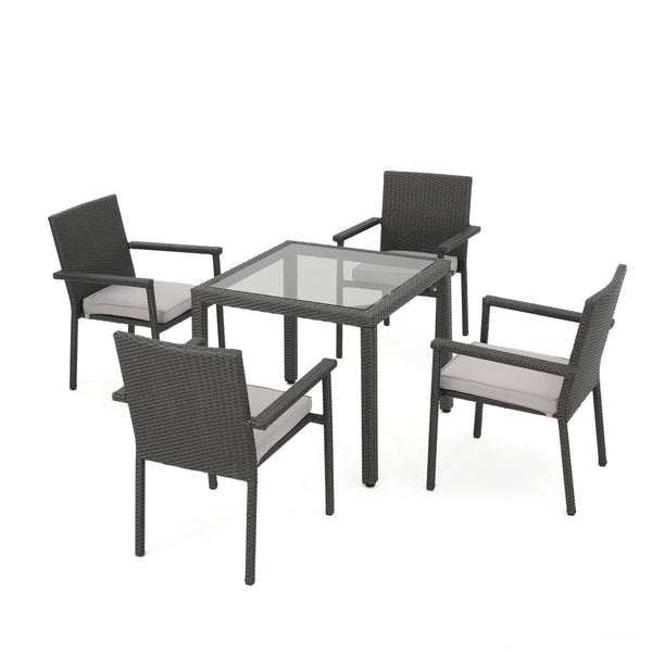 gdf studio San Tropez Outdoor 5 Piece Dining Set with Water Resistant Cushions