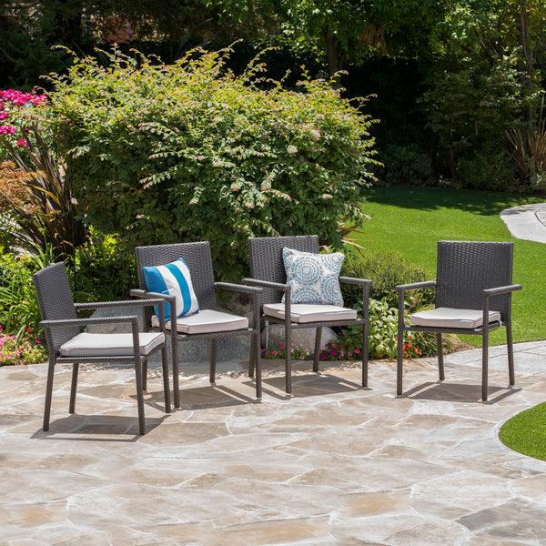 Gdf Studio San Tropez Outdoor Dining Chairs With Water Resistant Cushions (Set Of 4)
