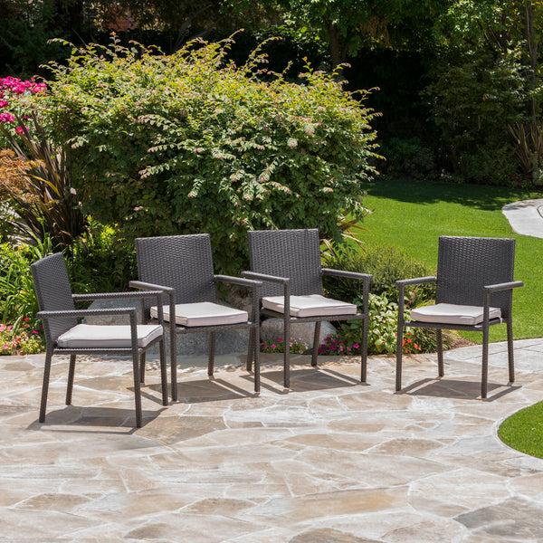 Gdf Studio San Tropez Outdoor Dining Chairs With Water Resistant Cushions (Set Of 4)