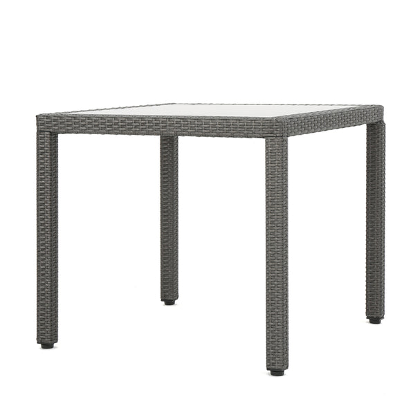gdf studio San Tropez Outdoor Wicker Dining Table with Glass Top