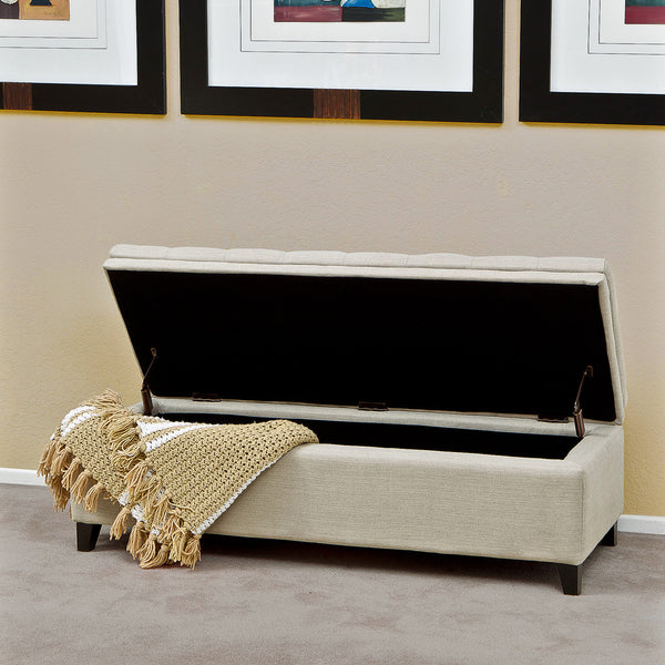 Gdf Studio Sandford Contemporary Tufted Linen Storage Ottoman Bench