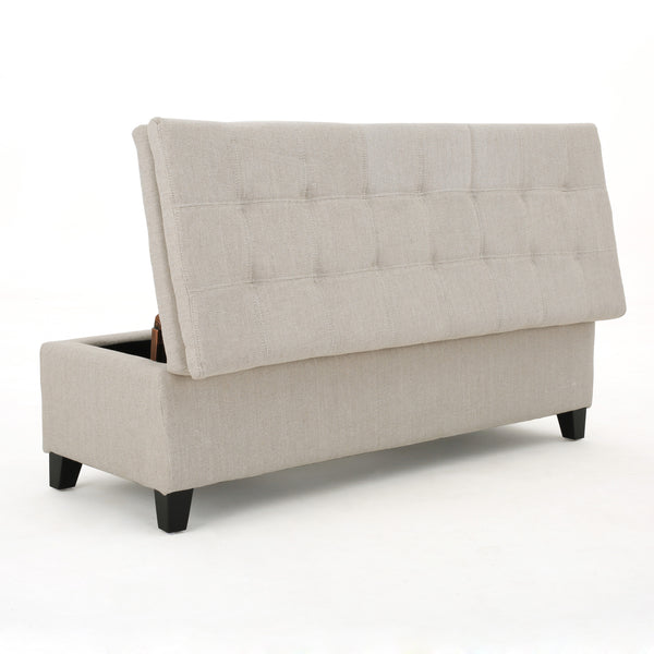 Gdf Studio Sandford Contemporary Tufted Linen Storage Ottoman Bench