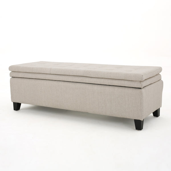 gdf studio Sandford Contemporary Tufted Linen Storage Ottoman Bench