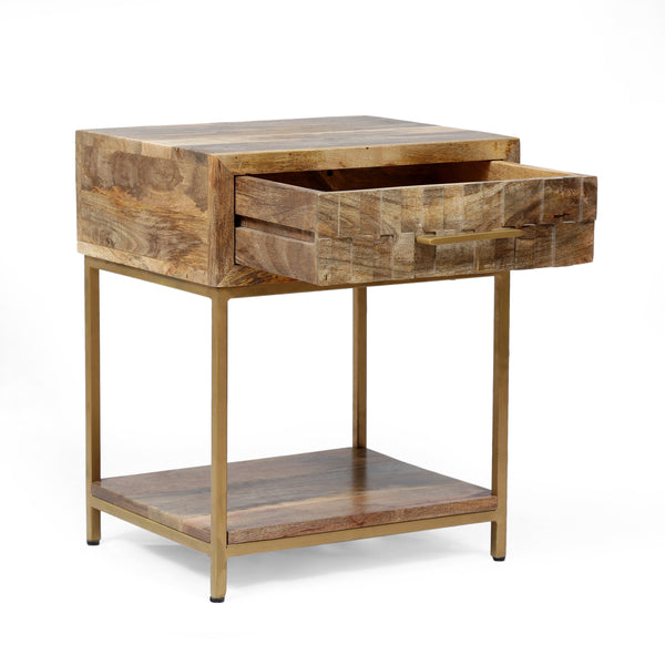 Gdf Studio Sandia Handcrafted Boho Mango Wood Nightstand