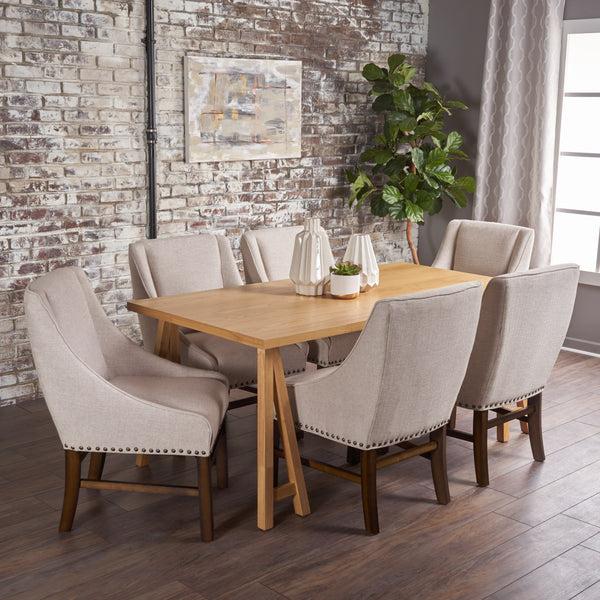 Gdf Studio Sandor Farmhouse 7 Piece Wood Dining Set
