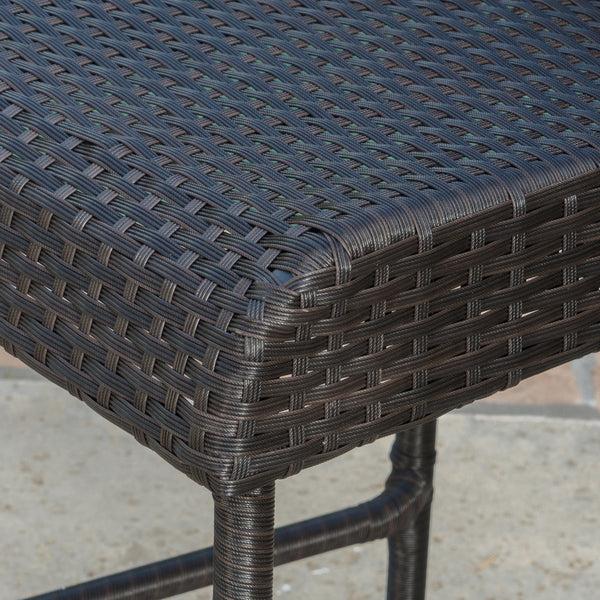 Gdf Studio Sandy Hook 29-Inch Outdoors Dark Brown Wicker Barstools (Set Of 4)