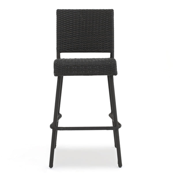 gdf studio Sandy Hook 29-Inch Outdoors Dark Brown Wicker Barstools (Set of 4)