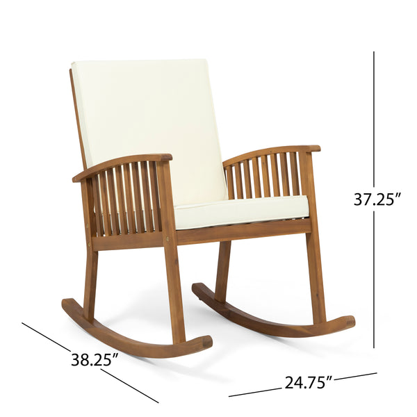 Gdf Studio Sandy Outdoor Acacia Wood 2 Seater Rocking Chairs And Side Table Set