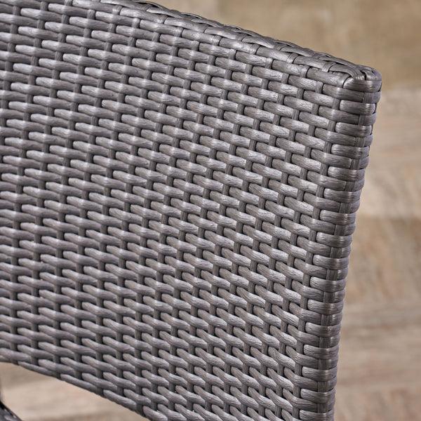 Gdf Studio Sandy Point Bar Stools Pub-Height 29.5" Seats Gray Wicker (Set Of 4)