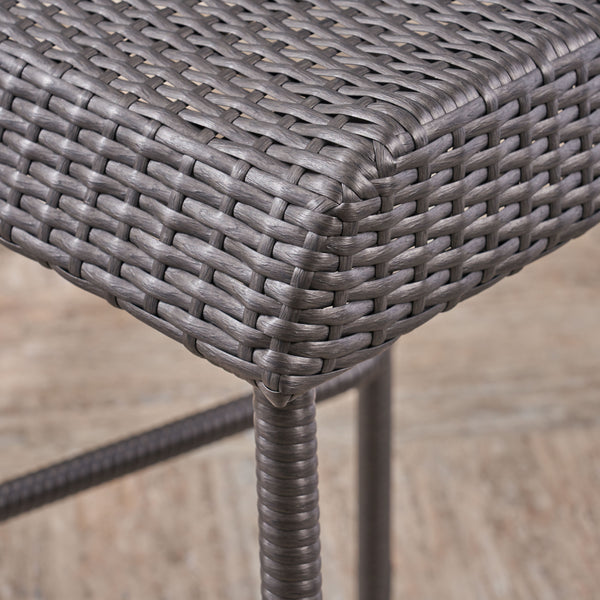 Gdf Studio Sandy Point Bar Stools Pub-Height 29.5" Seats Gray Wicker (Set Of 4)