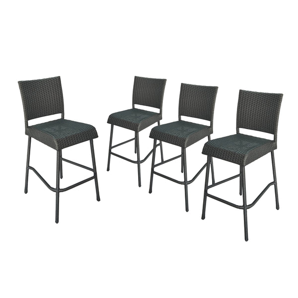 gdf studio Sandy Point Bar Stools Pub-Height 29.5" Seats Gray Wicker (Set of 4)