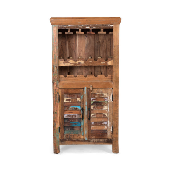 Gdf Studio Sandy Shabby Reclaimed Wood Wine Rack Bar Cabinet
