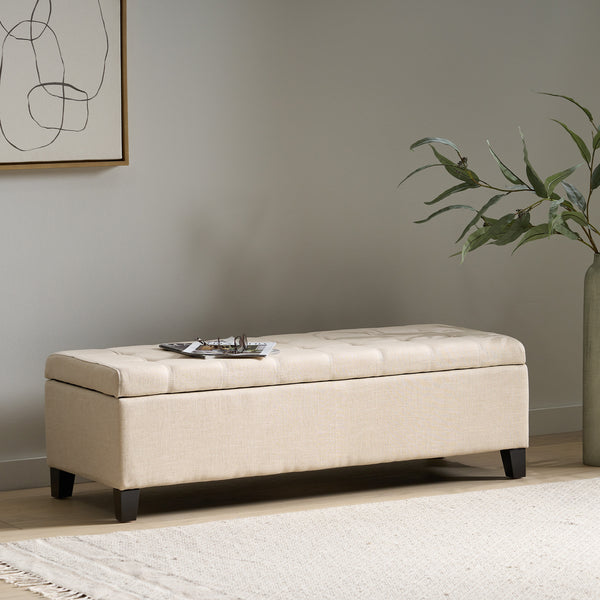 Gdf Studio Santa Rosa Beige Tufted Fabric Storage Ottoman