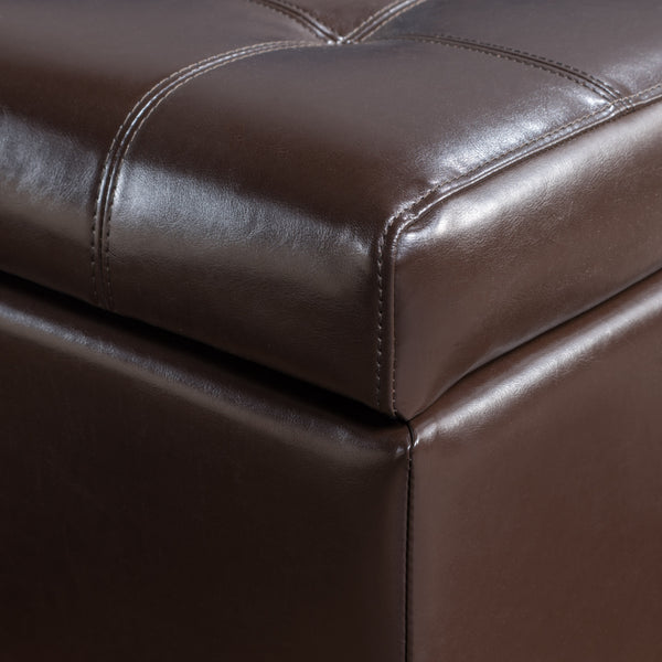 Gdf Studio Santa Rosa Brown Tufted Faux Leather Storage Ottoman Bench