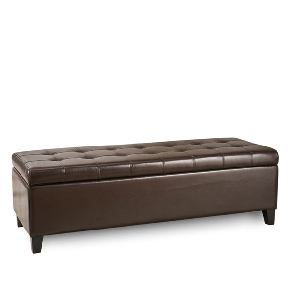 gdf studio Santa Rosa Brown Tufted Faux Leather Storage Ottoman Bench