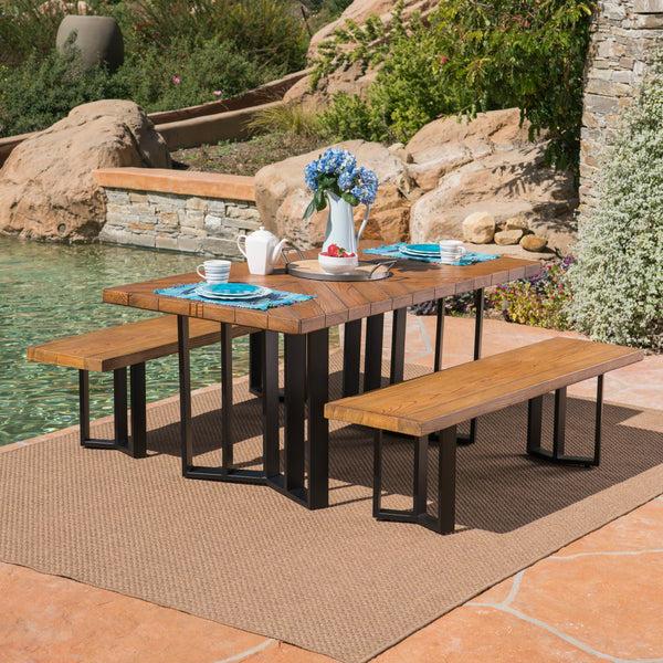 Gdf Studio Santa Rosa Outdoor 3 Piece Light Weight Concrete Picnic Set