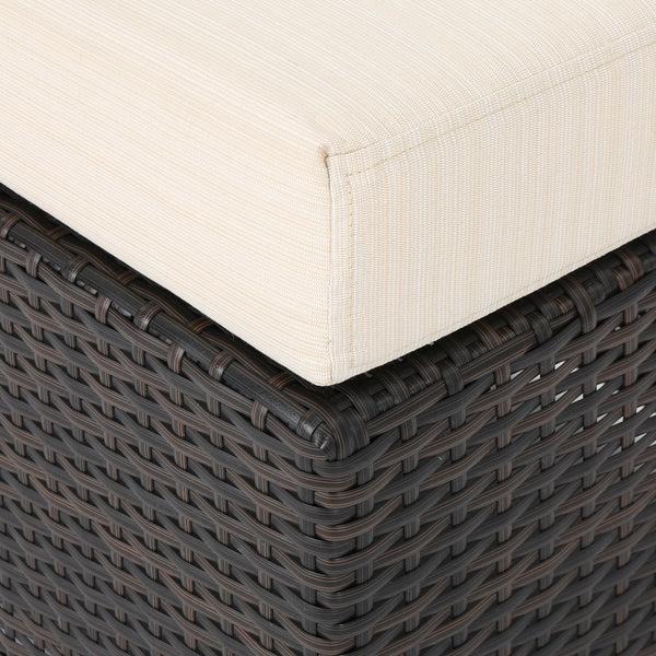 Gdf Studio Santa Rosa Outdoor Wicker Bench With Water Resistant Cushion