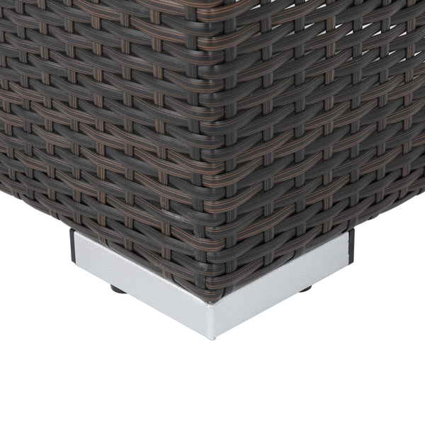 Gdf Studio Santa Rosa Outdoor Wicker Bench With Water Resistant Cushion