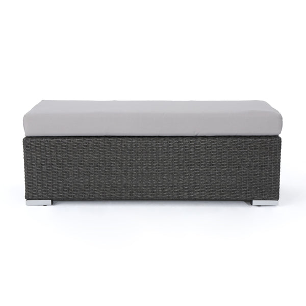 gdf studio Santa Rosa Outdoor Wicker Bench with Water Resistant Cushion