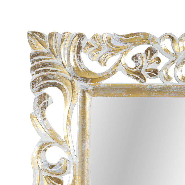 Gdf Studio Sarah Traditional Standing Mirror With Floral Carved Frame
