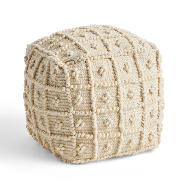 Gdf Studio Sarahbella Boho Wool And Cotton Ottoman Pouf