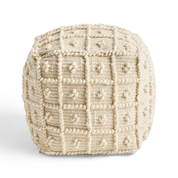 gdf studio Sarahbella Boho Wool and Cotton Ottoman Pouf
