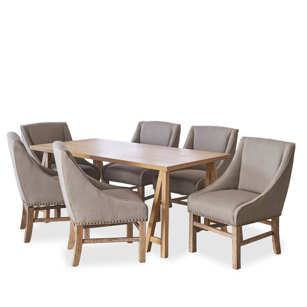gdf studio Sarrave Farmhouse 7 Piece Wood Dining Set