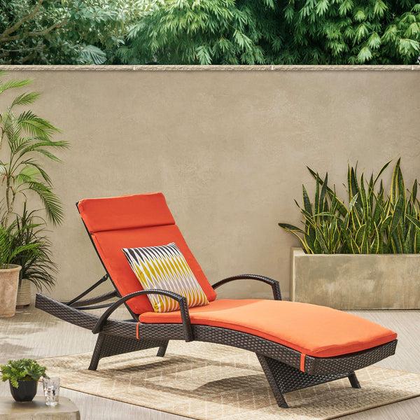 Gdf Studio Savana Outdoor Wicker Lounge With Arms With Water Resistant Cushion