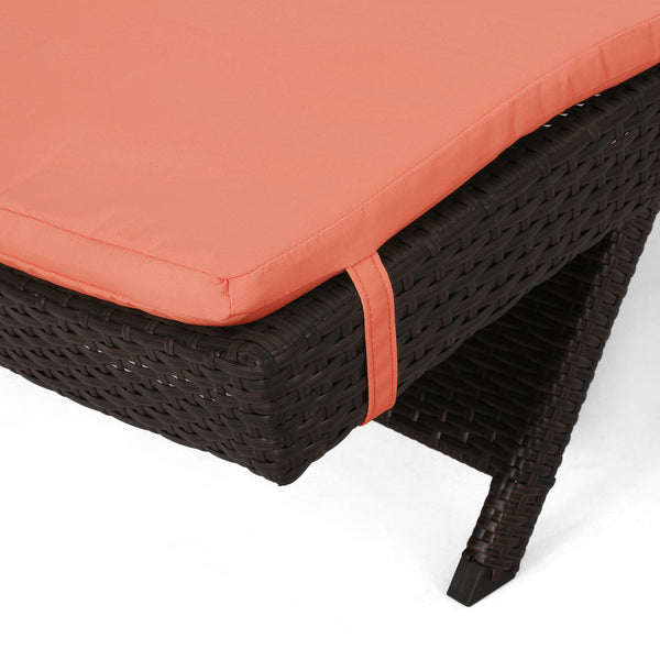 Gdf Studio Savana Outdoor Wicker Lounge With Water Resistant Cushion