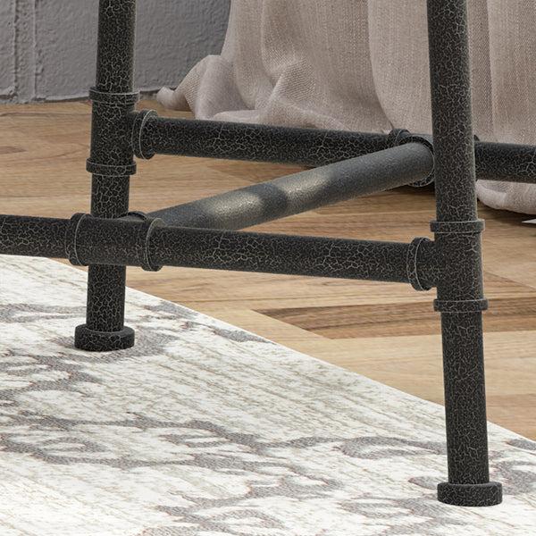 Gdf Studio Savannah Industrial Modern 24" Counter Stool With Faux Leather Backing And Metal Pipe Base (Set Of 2)