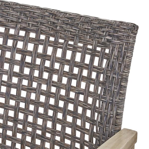 Gdf Studio Savannah Outdoor 5 Piece Wood And Wicker Club Chair And Ottoman Set