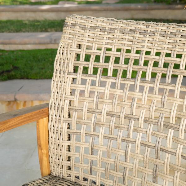Gdf Studio Savannah Outdoor Mid Century Acacia Wood Frame Wicker Club Chairs (Set Of 2)