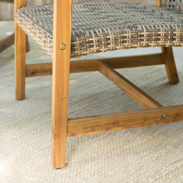 Gdf Studio Savannah Outdoor Mid Century Acacia Wood Frame Wicker Club Chairs (Set Of 2)