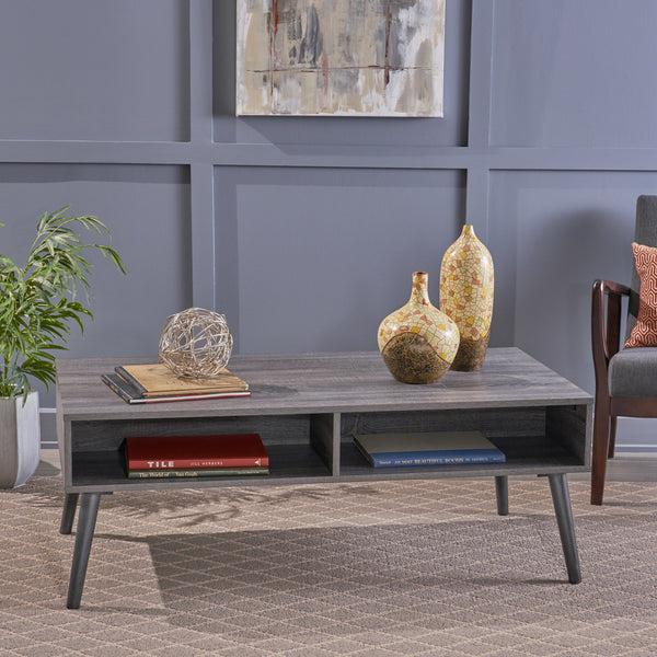 Gdf Studio Savone Mid Century Modern Faux Wood Overlay Coffee Table
