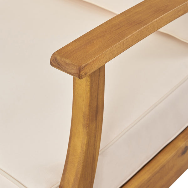 Gdf Studio Scarlett Outdoor 3 Seat Teak Finished Acacia Wood Sofa And Table Set