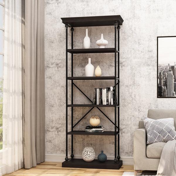Gdf Studio Scilla 5-Shelf Wood & Metal Etagere Bookcase