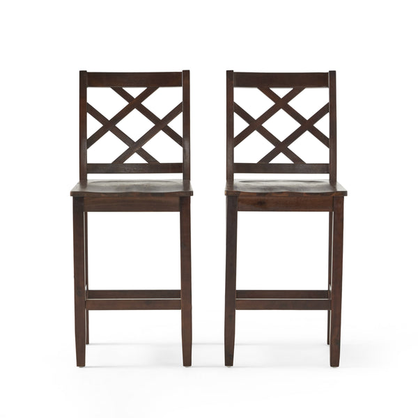 gdf studio Scottsman Rustic Crossback Brown Mahogany Acacia Wood Counter Stools (Set of 2)