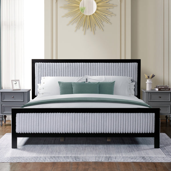 Gdf Studio Scribble Upholstered Bed With Fluffy Soft Headboard