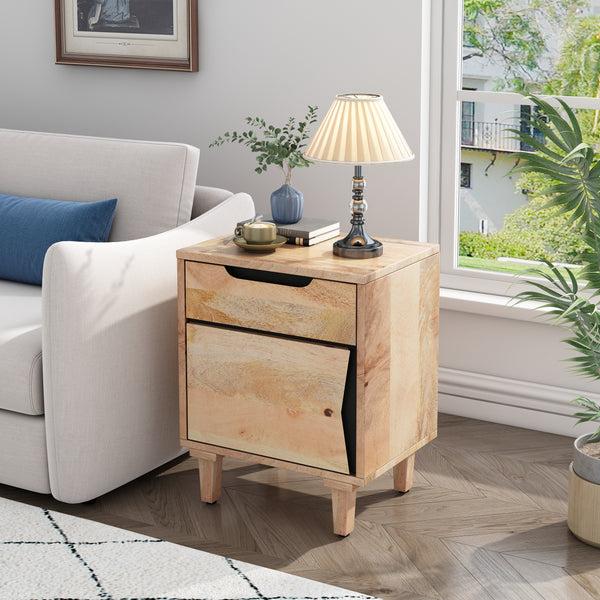 Gdf Studio Sculptura Natural Wood Modern Nightstand